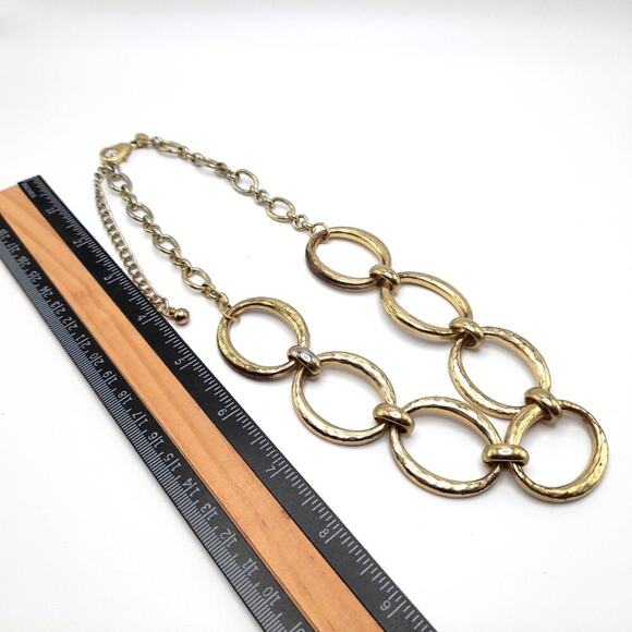 Chico's Hammered Gold Tone Looped Necklace, 23 Inches - Picture 6 of 10